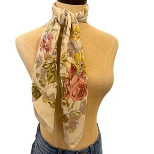 LAURA ASHLEY Floral Butterfly 100% silk Scarf Neck Tie